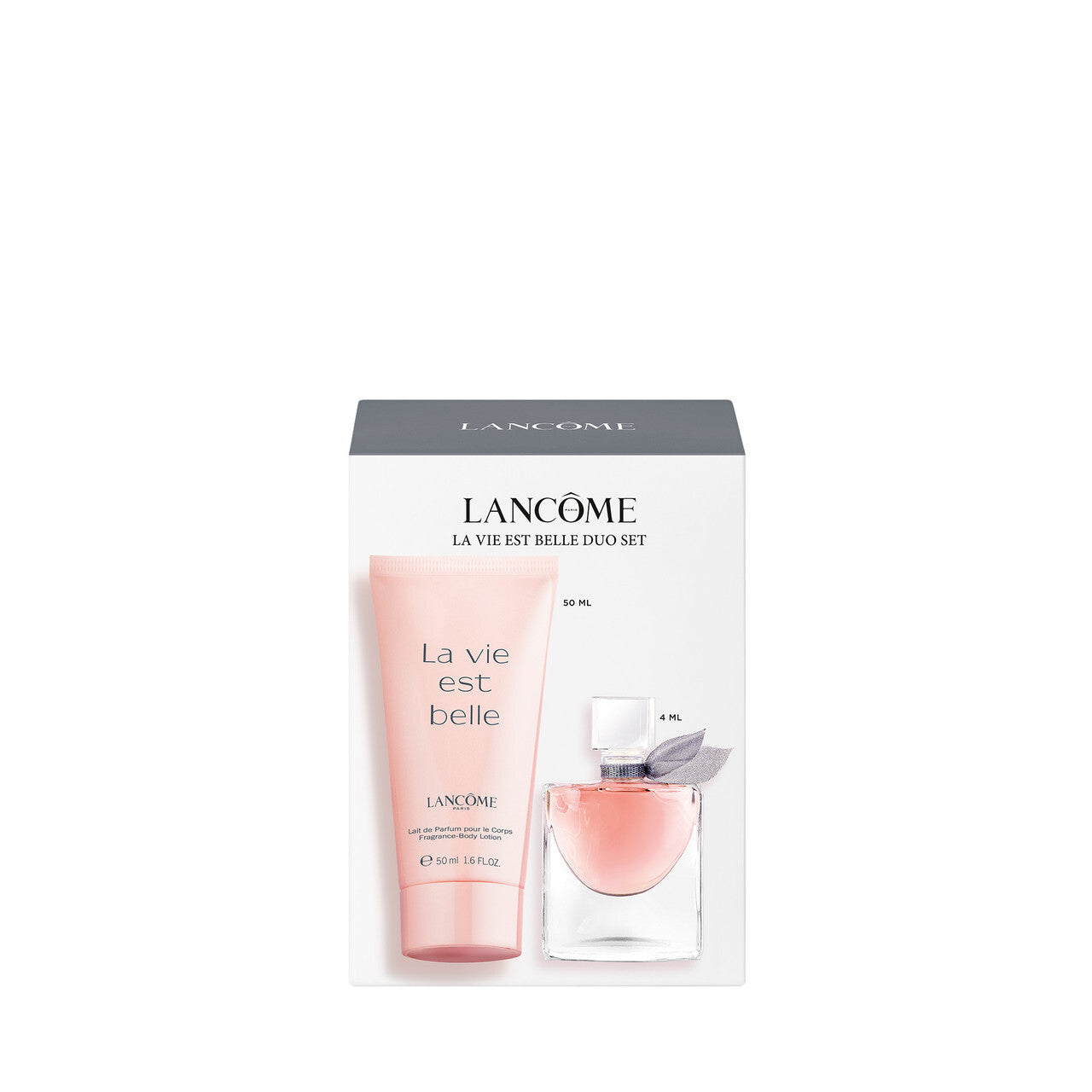 Lancome la vie est belle 2 pcs set for women: 4 ml eau de parfum mini + 1.6 body lotion