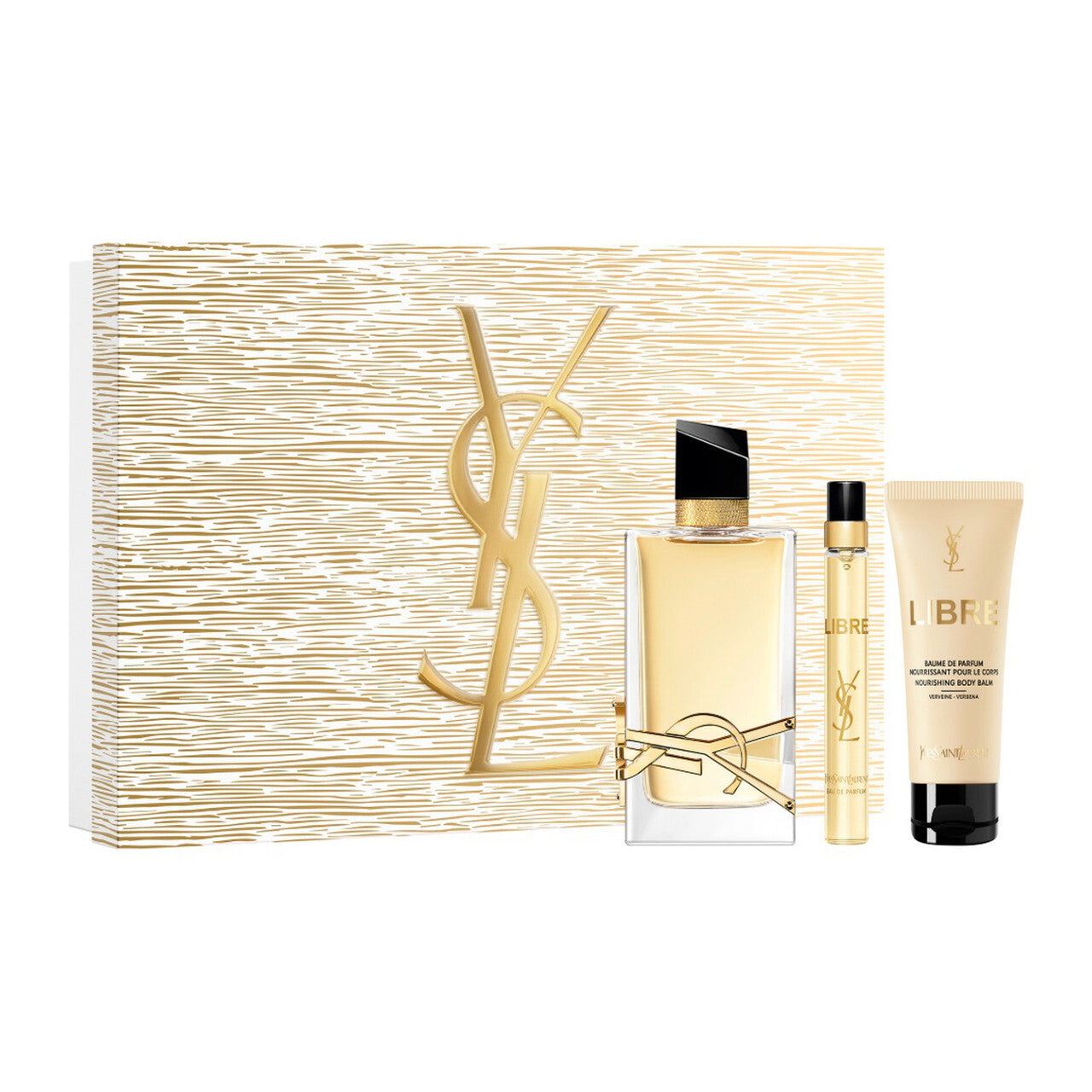 Ysl libre 3 pcs set for women: 3 oz eau de parfum spray + 0.33 eau de parfum spray + 1.6 body balm.
